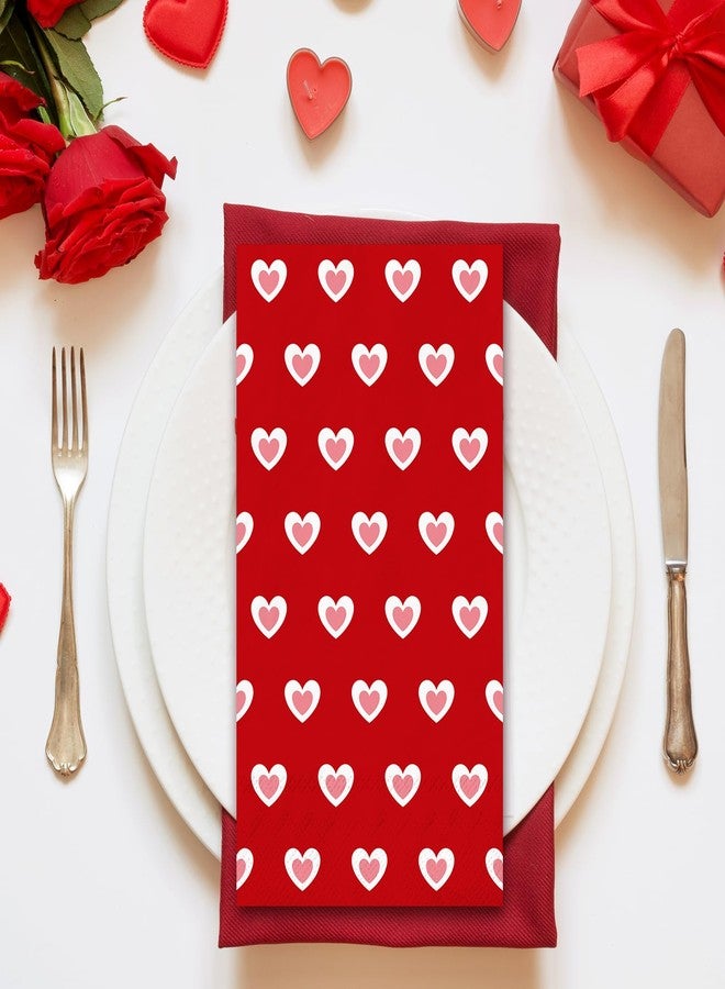 JarThenaAMCS مناديل ورقية للاستخدام مرة واحدة من JarThenaAMCS، 50 قطعة، مثالية لعيد الحب، بألوان الأحمر والوردي والأبيض، مزينة بقلوب الحب، مناسبة للعشاء، ولأعياد الميلاد وحفلات الزفاف. - Image 5